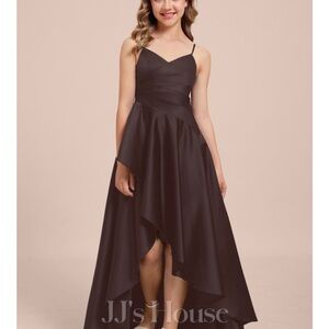 JJs House Elegant Chocolate brown High-Low Dress
